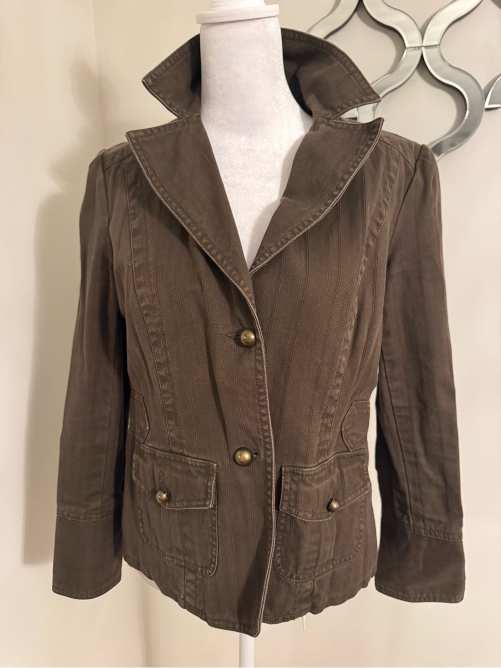 Relativity Brown Twill Notch Collar Blazer